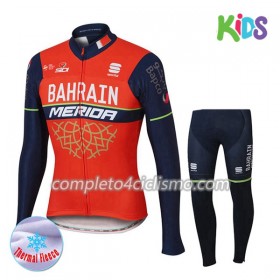 Completo Maglia Ciclismo + Calzamaglia 2017 Bahrain-Merida Bambino N001 Winter Invernale